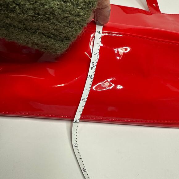 Carolina Herrera Good Girl Red Patent Tote Bag with Embossed Logo - Picture 6 of 12